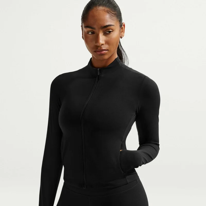 Nike Black Women's Zenvy Dri-FIT Full-Zip Training Top for Women | Best Price UAE